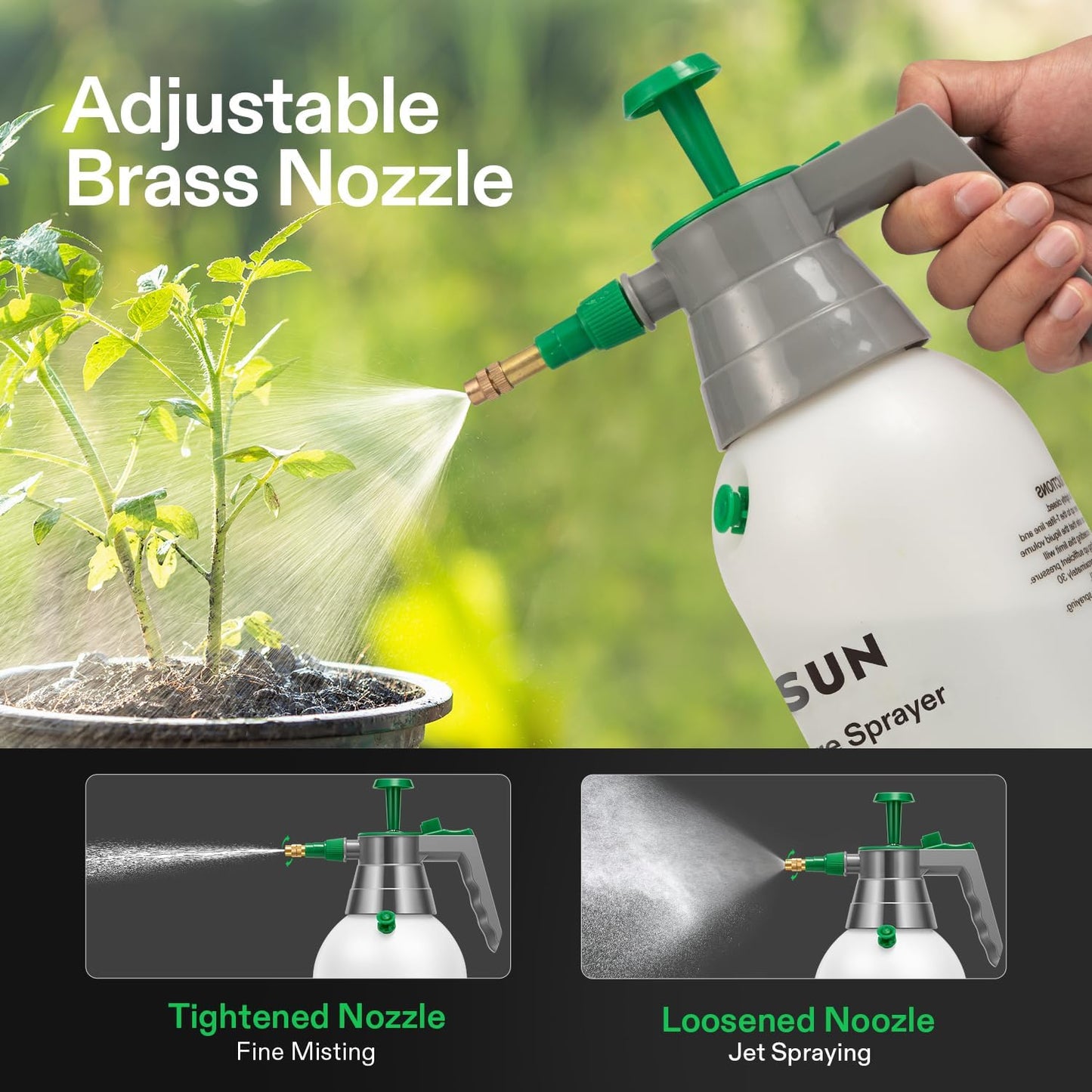 2L Pump Sprayer, 68oz Water Spray Bottle with Safety Valve