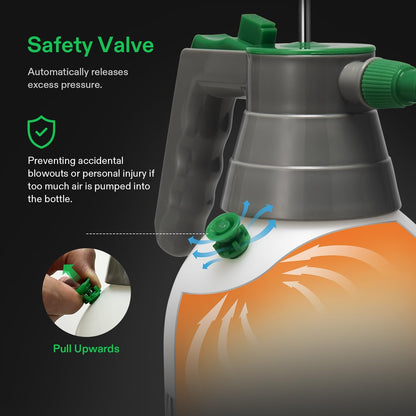 2L Pump Sprayer, 68oz Water Spray Bottle with Safety Valve