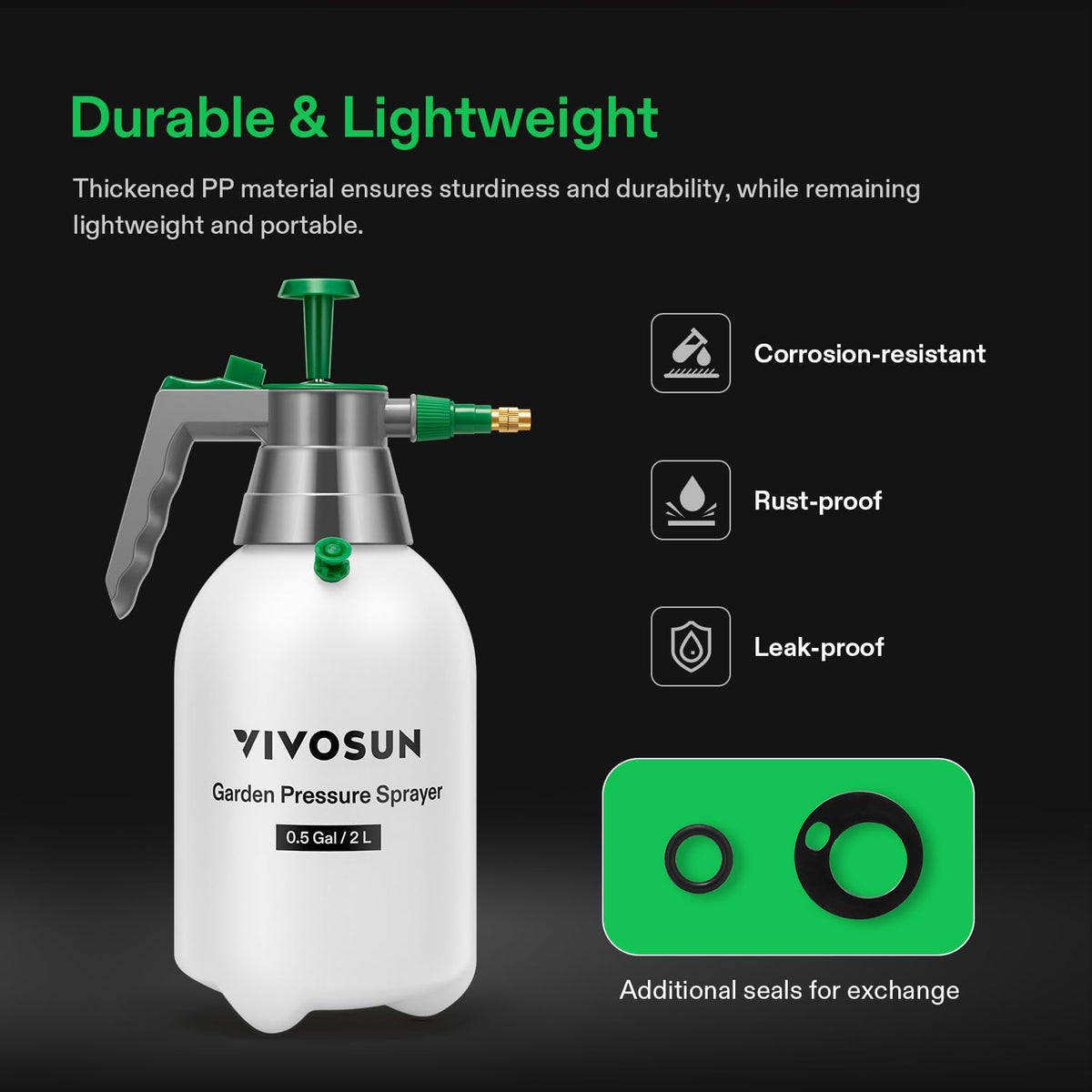 2L Pump Sprayer, 68oz Water Spray Bottle with Safety Valve
