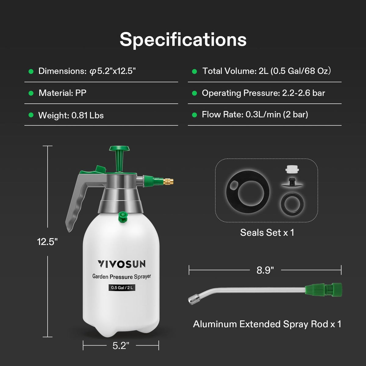2L Pump Sprayer, 68oz Water Spray Bottle with Safety Valve
