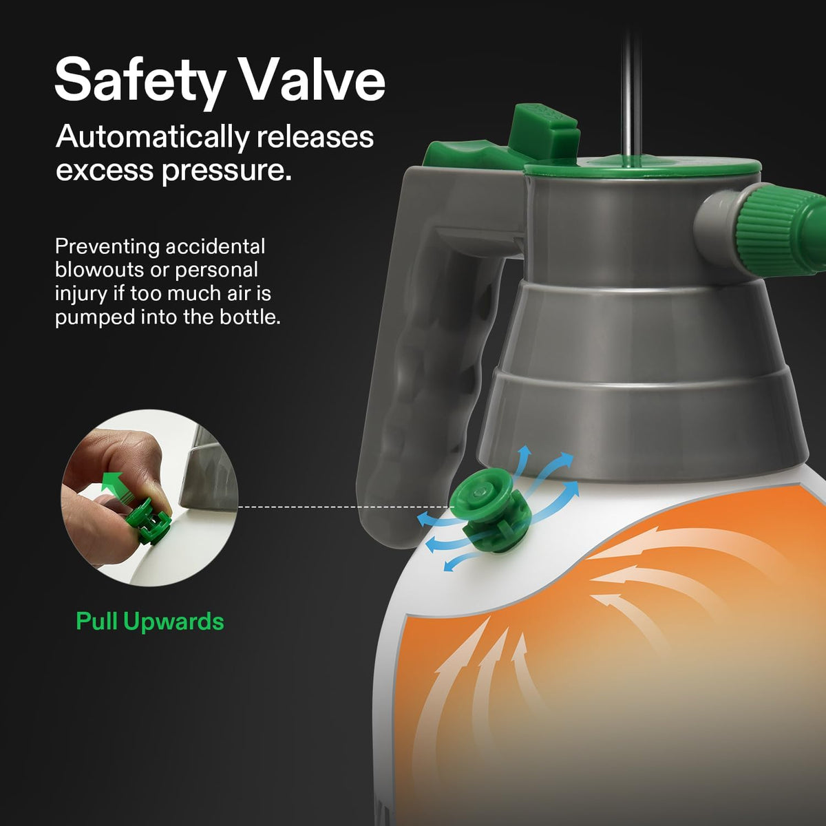 2L Pump Sprayer, 68oz Water Spray Bottle with Safety Valve
