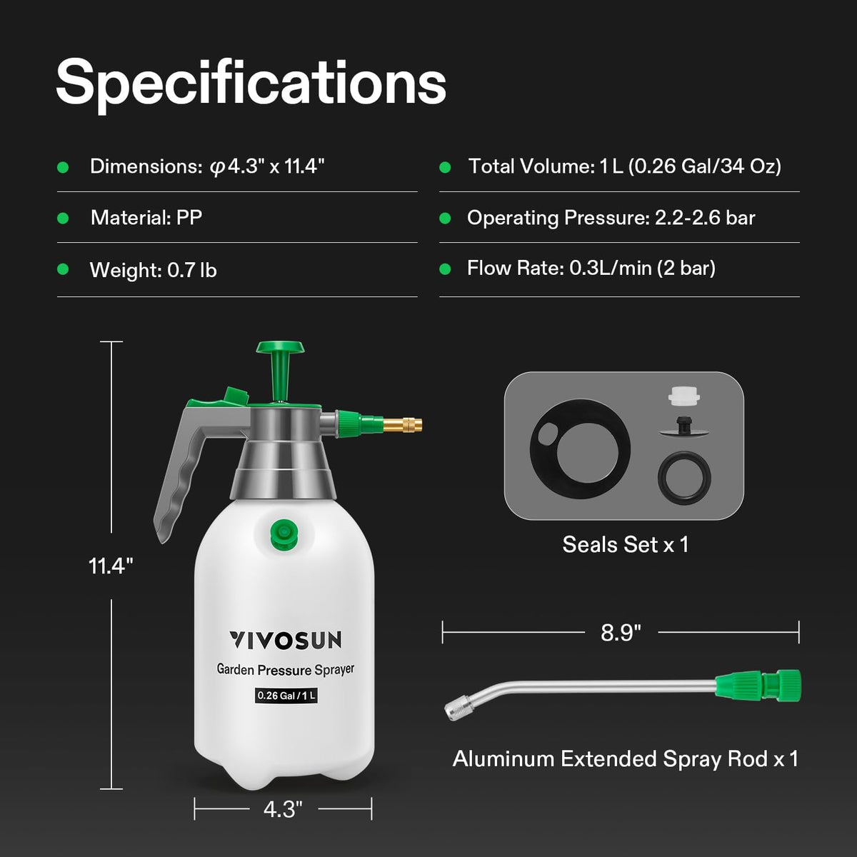 2L Pump Sprayer, 68oz Water Spray Bottle with Safety Valve