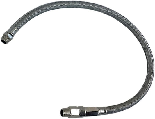 22" Stainless Steel Air Leader Hose w/Check Valve, 1/8"npt compressor to 1/4"npt check