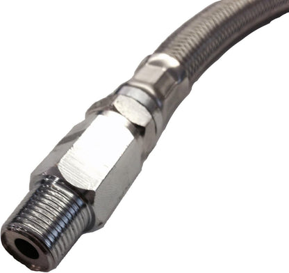 22" Stainless Steel Air Leader Hose w/Check Valve, 1/8"npt compressor to 1/4"npt check