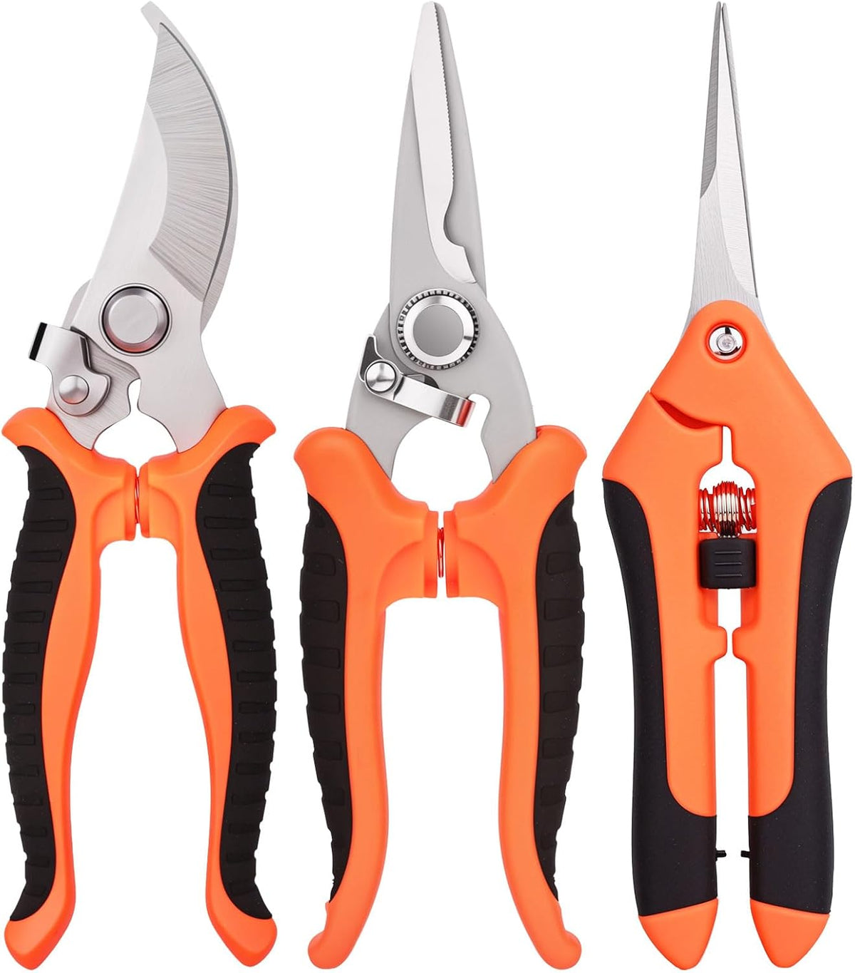 3 Pcs Garden Pruning Shears, Stainless Steel Gardening Scissors