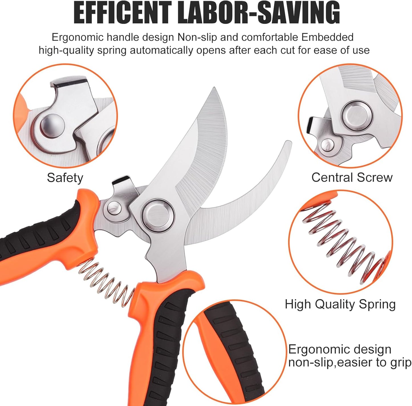 3 Pcs Garden Pruning Shears, Stainless Steel Gardening Scissors