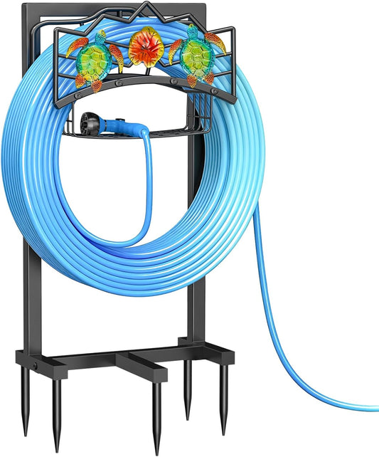 Garden Water Hose Holder 5 Spikes, Freestanding Hose Stand for Outside Yard