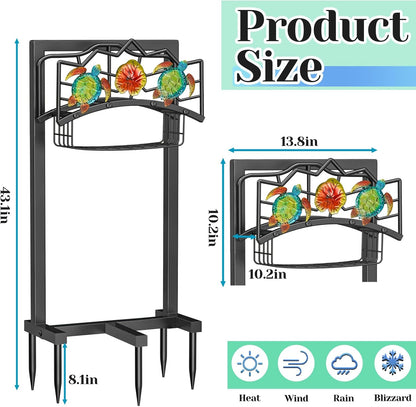 Garden Water Hose Holder 5 Spikes, Freestanding Hose Stand for Outside Yard