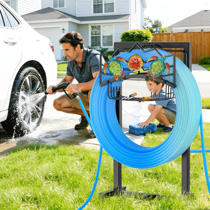 Garden Water Hose Holder 5 Spikes, Freestanding Hose Stand for Outside Yard