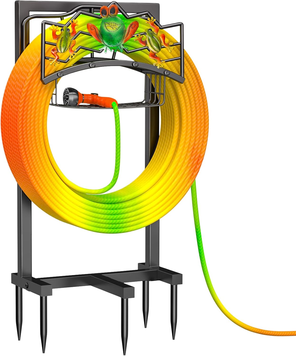 Garden Water Hose Holder 5 Spikes, Freestanding Hose Stand for Outside Yard