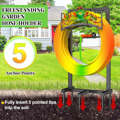 Garden Water Hose Holder 5 Spikes, Freestanding Hose Stand for Outside Yard
