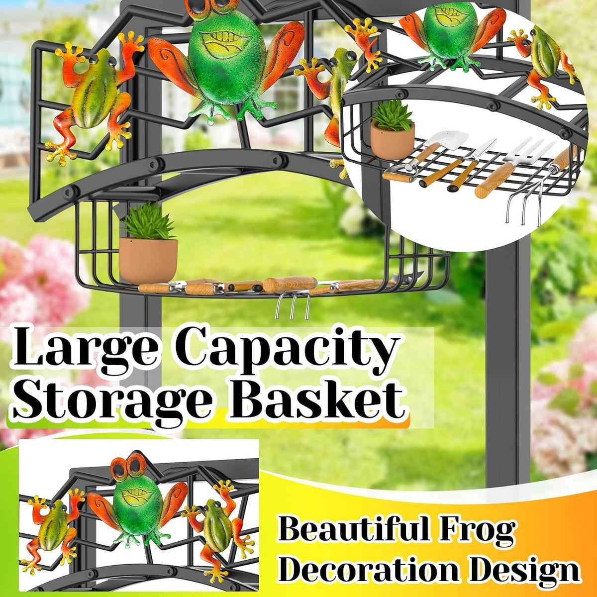 Garden Water Hose Holder 5 Spikes, Freestanding Hose Stand for Outside Yard