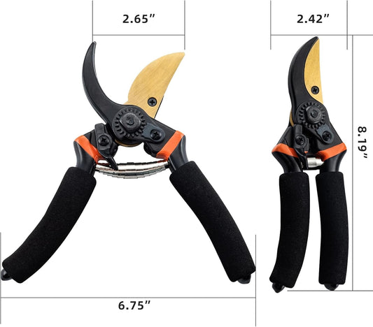 Garden Shears, Sharp Pruners for Gardening with Locking Mechanism, Ideal for Trimming, Harvesting