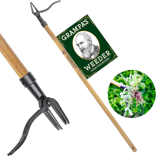 Original Stand Up Weed Puller Tool with Bamboo Long Handle