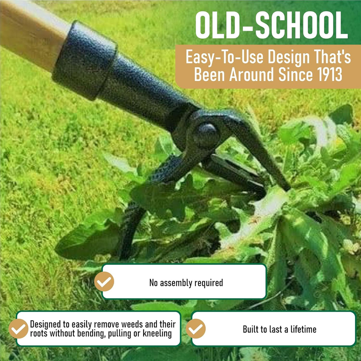 Original Stand Up Weed Puller Tool with Bamboo Long Handle