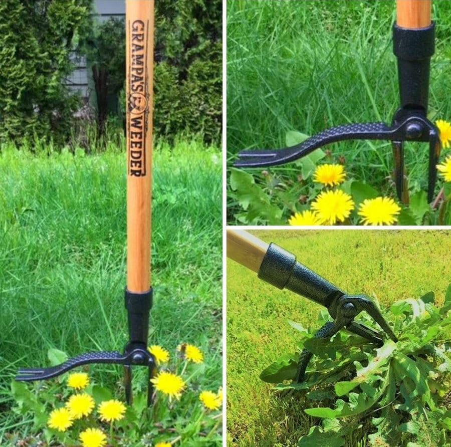 Original Stand Up Weed Puller Tool with Bamboo Long Handle