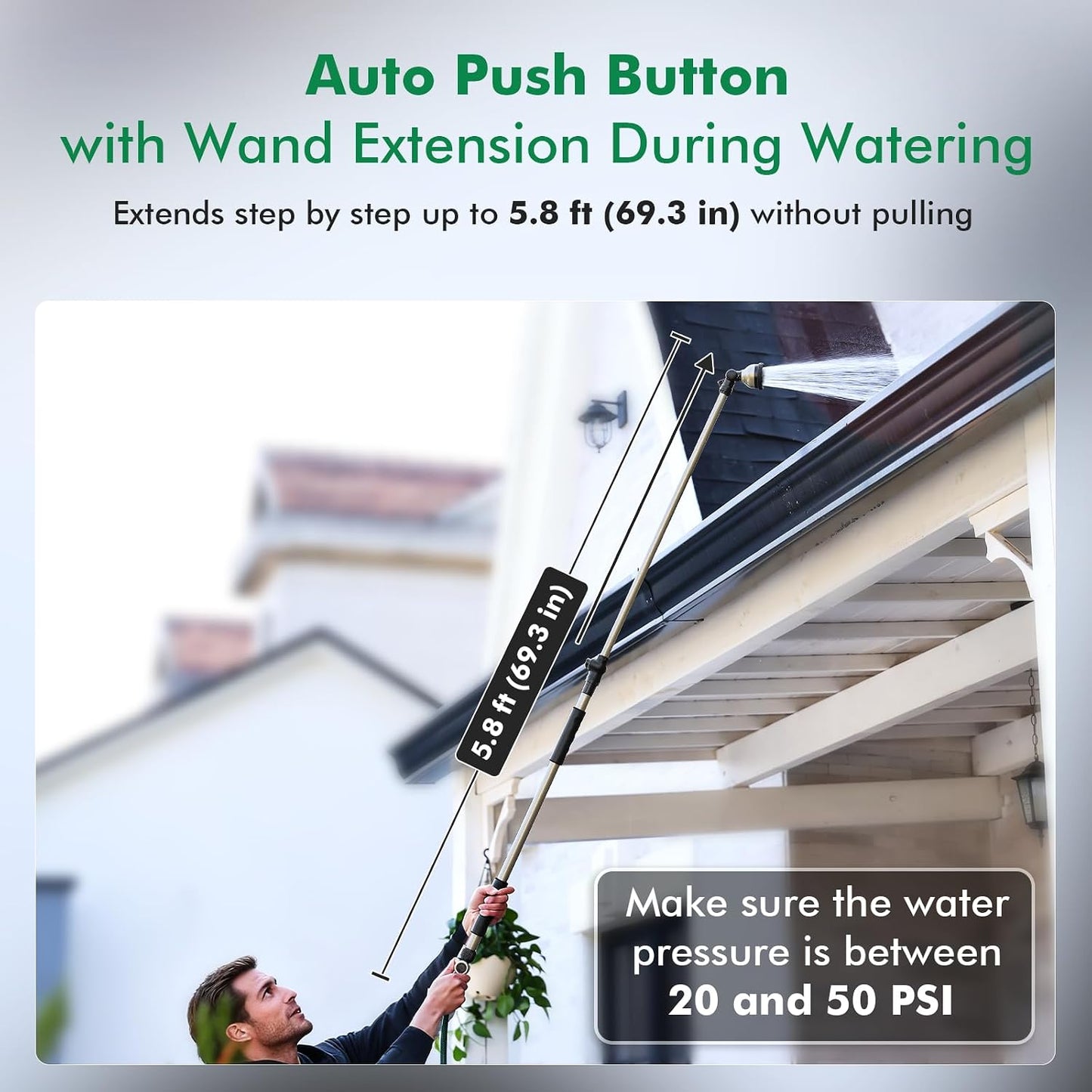 Extra Long All Metal Telescoping Watering Wand, 40-70” Garden Wand