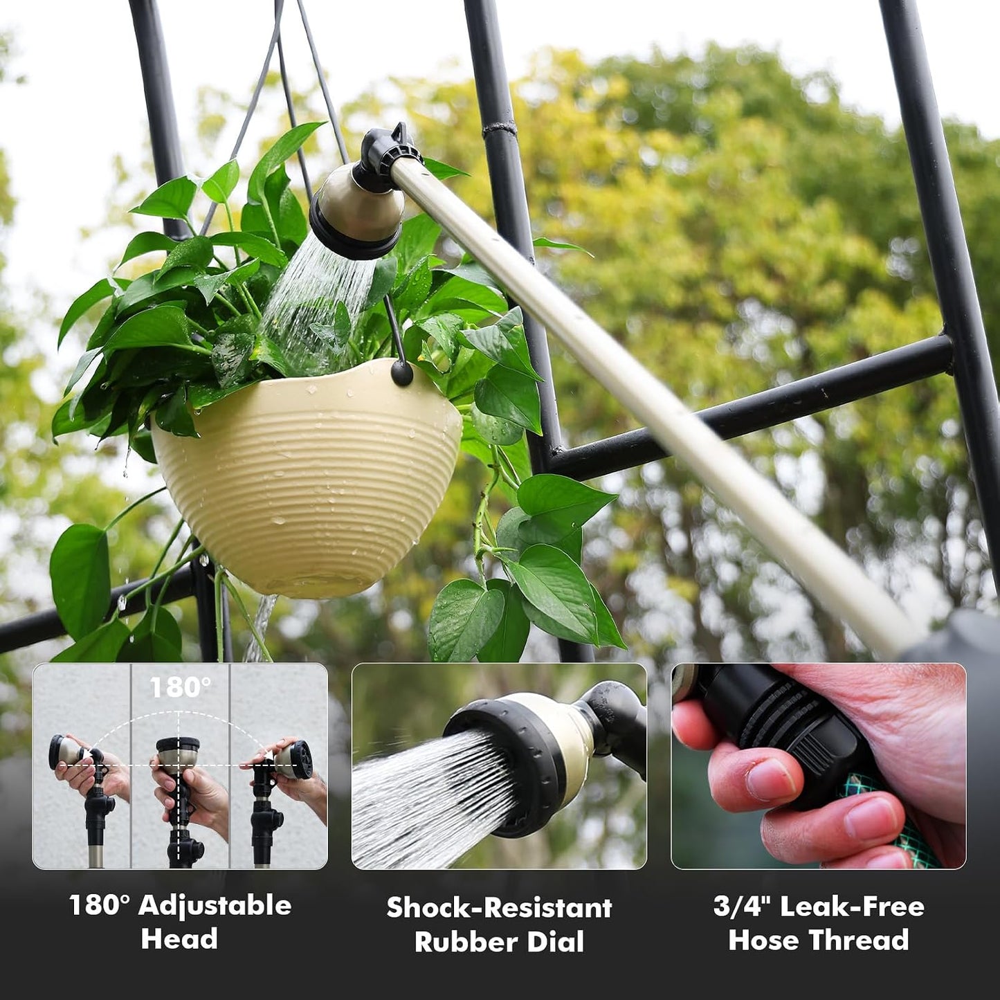 Extra Long All Metal Telescoping Watering Wand, 40-70” Garden Wand