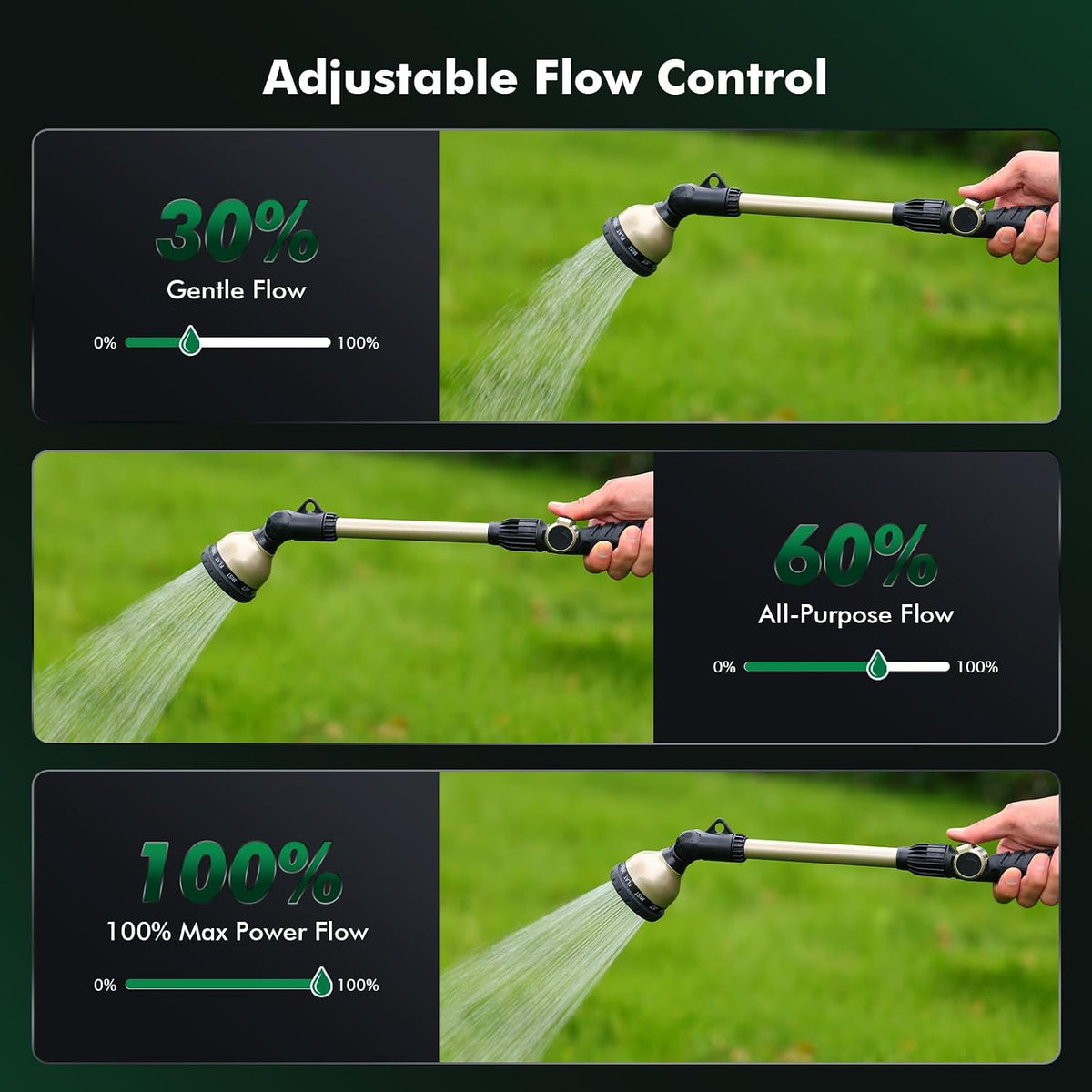 Extra Long All Metal Telescoping Watering Wand, 40-70” Garden Wand
