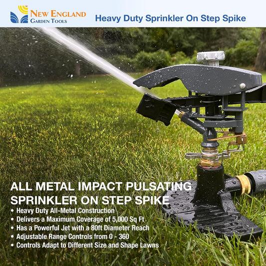 Heavy Duty Impact Pulsating Sprinkler 300004, Powerful Jet Reach 80 ft Diameter, 360° Range Control to Cover up to 5,000 Sq Ft for Farm, Lawn and Garden Irrigation