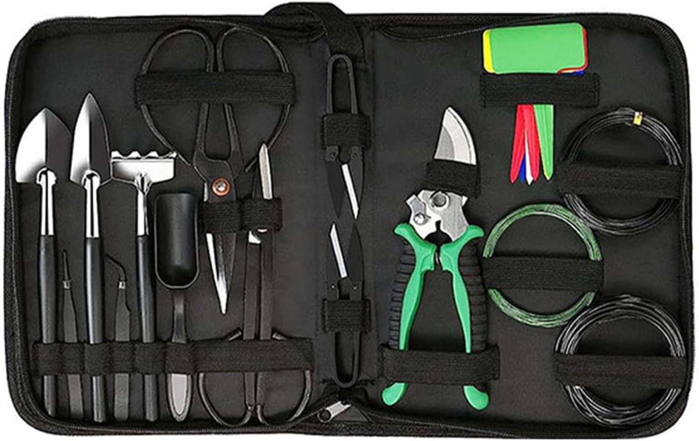 24 Piece Bonsai Tree Kit, Bonsai Trimming Tool Set, Bonsai Starter Kit, Carbon Steel Scissors Cutter Shears, Stainless Steel Rake Shovel, Gardening Pruning Tools, Gloves