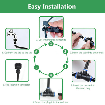 65FT 5/16 Inch Drip Irrigation System for Garden, 2025-Upgrade High-Flow Garden Watering Kit with 20 Adjustable Copper Nozzles, Even Water Distribution for Lawn & Greenhouse