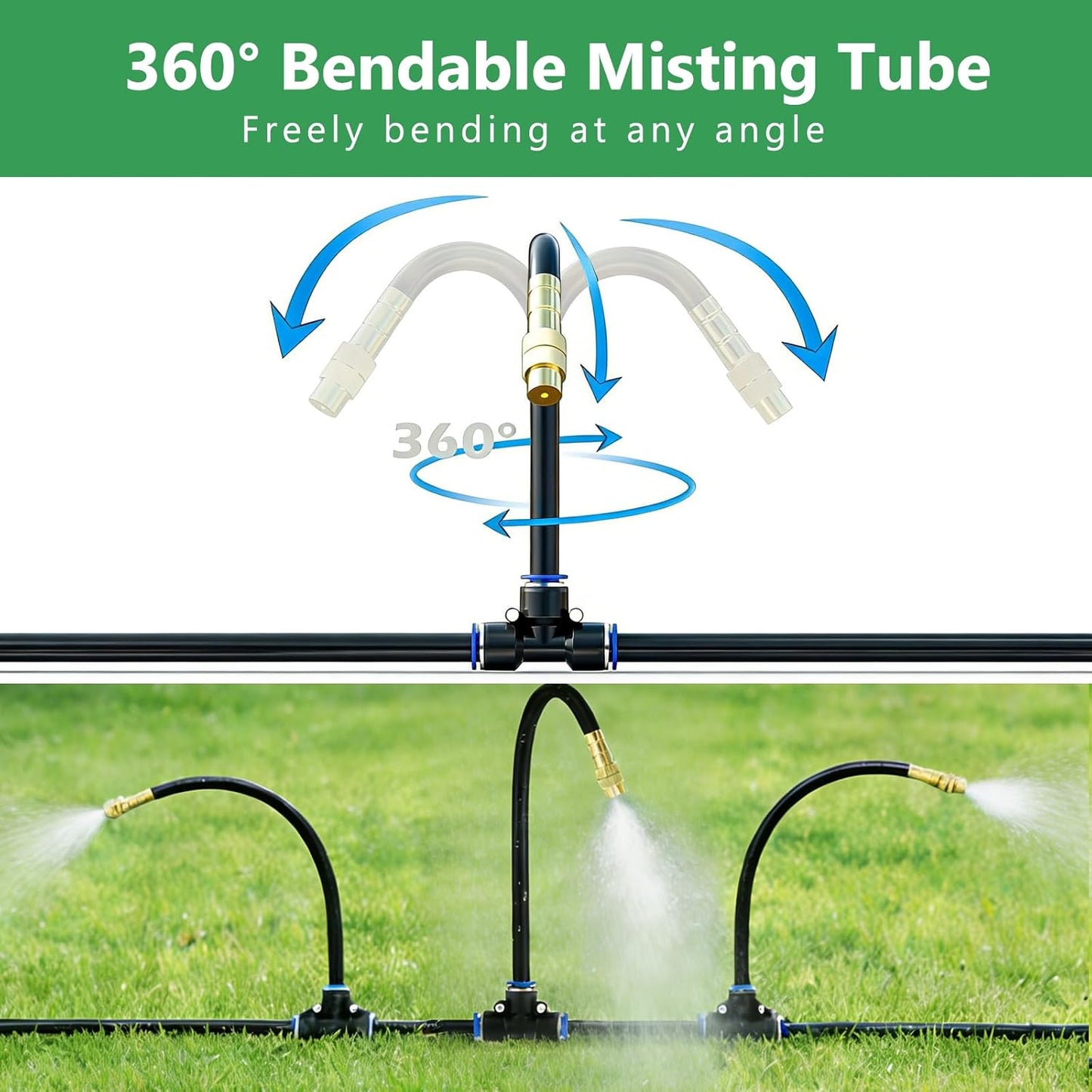65FT 5/16 Inch Drip Irrigation System for Garden, 2025-Upgrade High-Flow Garden Watering Kit with 20 Adjustable Copper Nozzles, Even Water Distribution for Lawn & Greenhouse