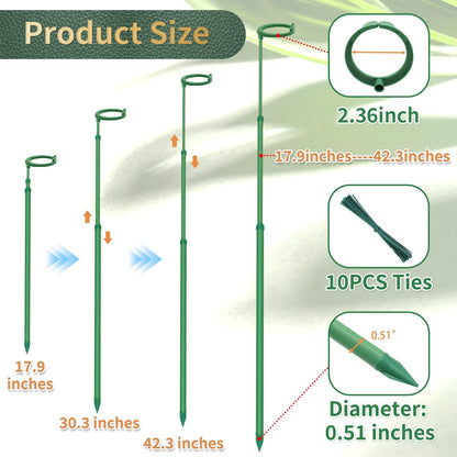 Telescoping Plant Stakes, 3Pcs 17.9IN to 42.3IN Adjustable Monstera Support