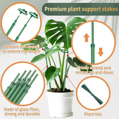 Telescoping Plant Stakes, 3Pcs 17.9IN to 42.3IN Adjustable Monstera Support