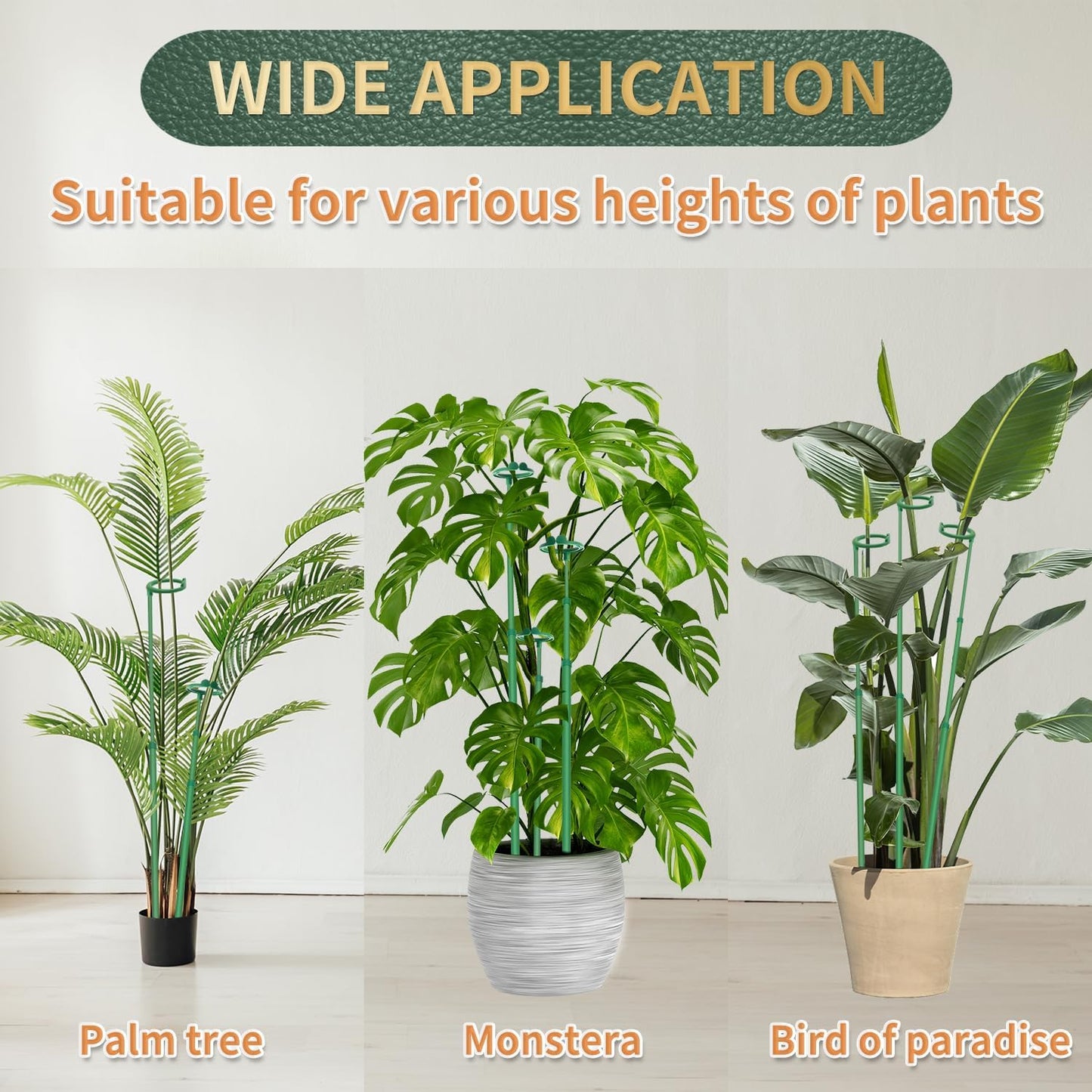 Telescoping Plant Stakes, 3Pcs 17.9IN to 42.3IN Adjustable Monstera Support
