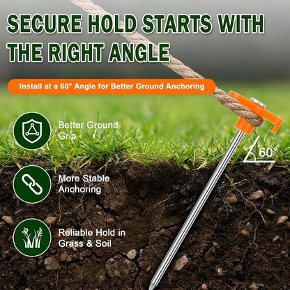 Heavy Duty Tent Stakes 7 Inch, 10 Pack Galvanized Steel Camping Pegs, Ground Anchors for Tents, Canopy and Tarp, Rust Resistant Metal Stakes with High Visibility Orange Heads for Outdoor