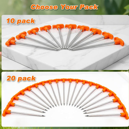 Heavy Duty Tent Stakes 7 Inch, 10 Pack Galvanized Steel Camping Pegs, Ground Anchors for Tents, Canopy and Tarp, Rust Resistant Metal Stakes with High Visibility Orange Heads for Outdoor