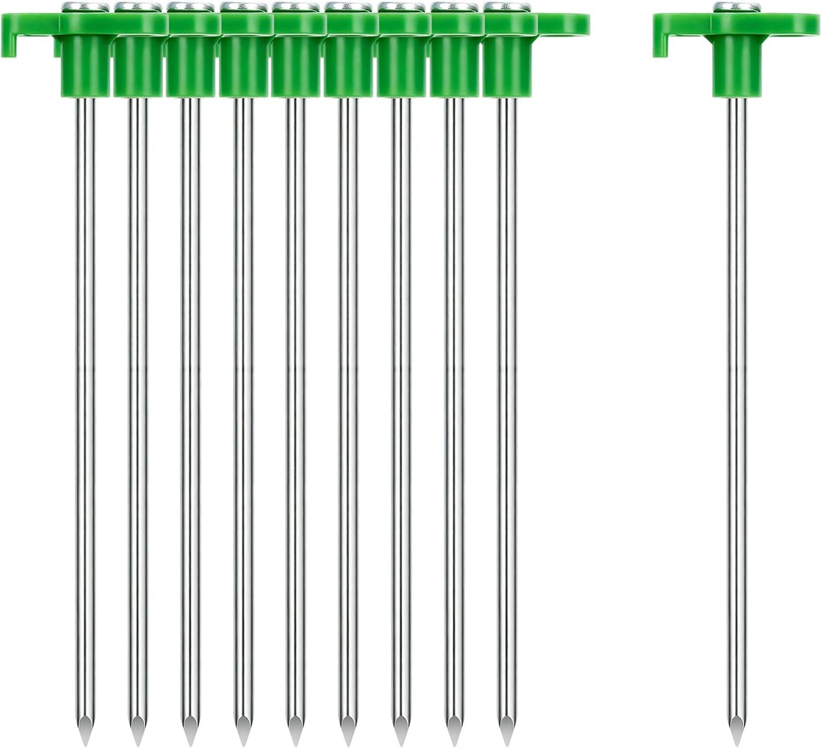 Heavy Duty Tent Stakes 7 Inch, 10 Pack Galvanized Steel Camping Pegs, Ground Anchors for Tents, Canopy and Tarp, Rust Resistant Metal Stakes with High Visibility Orange Heads for Outdoor
