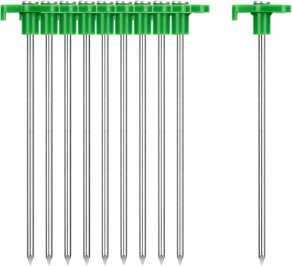 Heavy Duty Tent Stakes 7 Inch, 10 Pack Galvanized Steel Camping Pegs, Ground Anchors for Tents, Canopy and Tarp, Rust Resistant Metal Stakes with High Visibility Orange Heads for Outdoor