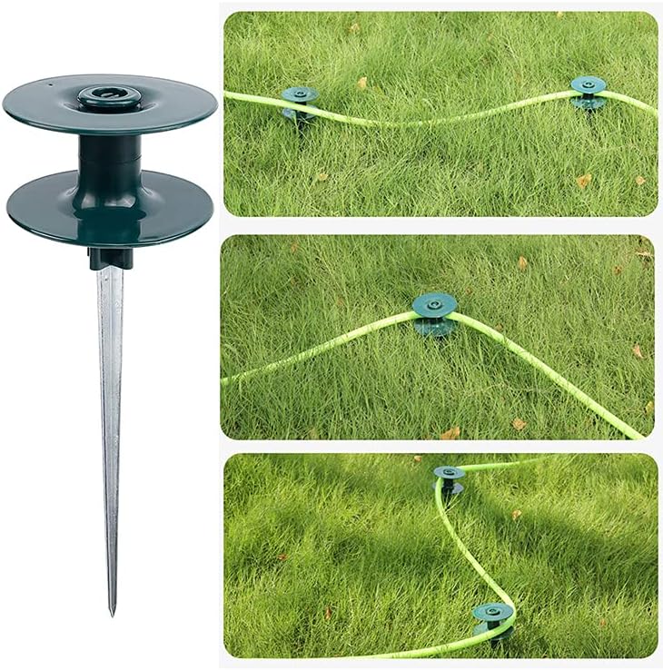 6Pcs Hose Guide Spikes,Hose Stake Holder with Spin Wheel for Keeps Garden Hose Out of Flower Beds Garden Lawn Plant Flower Vegetable 3.66in, Green, 210429XA01-6TZ-10439-1254251981