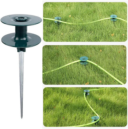 6Pcs Hose Guide Spikes,Hose Stake Holder with Spin Wheel for Keeps Garden Hose Out of Flower Beds Garden Lawn Plant Flower Vegetable 3.66in, Green, 210429XA01-6TZ-10439-1254251981