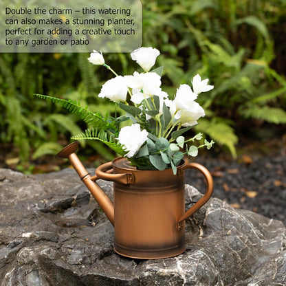 1 Gallon Metal Watering Can with Removable Long Spout & Sprinkler Head for Indoor & Outdoor Use Ideal for Garden Flowers Potted Plants Houseplants Modern Decorative Home Accessories, Bronze