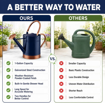 1 Gallon Metal Watering Can with Removable Long Spout & Sprinkler Head for Indoor & Outdoor Use Ideal for Garden Flowers Potted Plants Houseplants Modern Decorative Home Accessories, Bronze