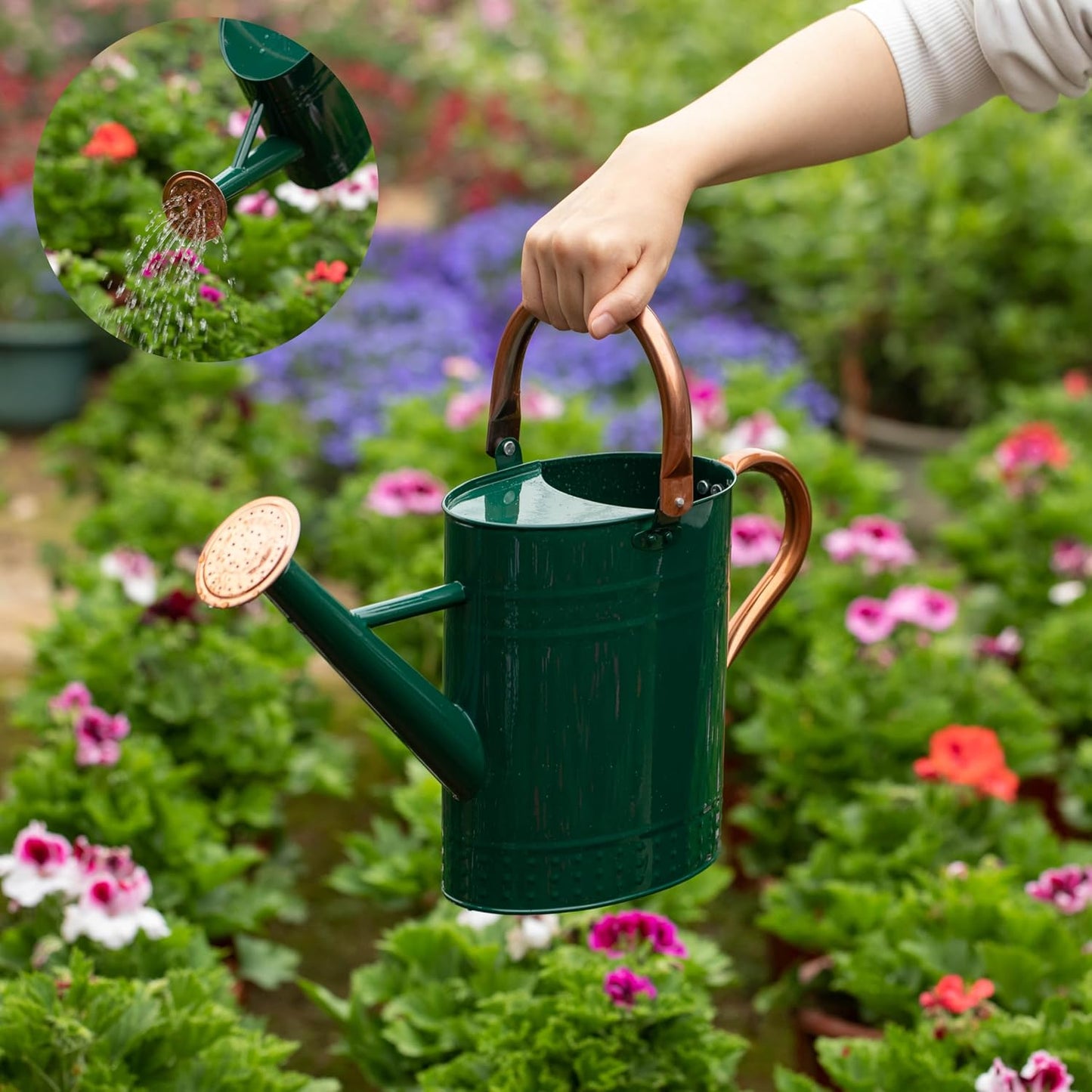 1 Gallon Metal Watering Can with Removable Long Spout & Sprinkler Head for Indoor & Outdoor Use Ideal for Garden Flowers Potted Plants Houseplants Modern Decorative Home Accessories, Bronze