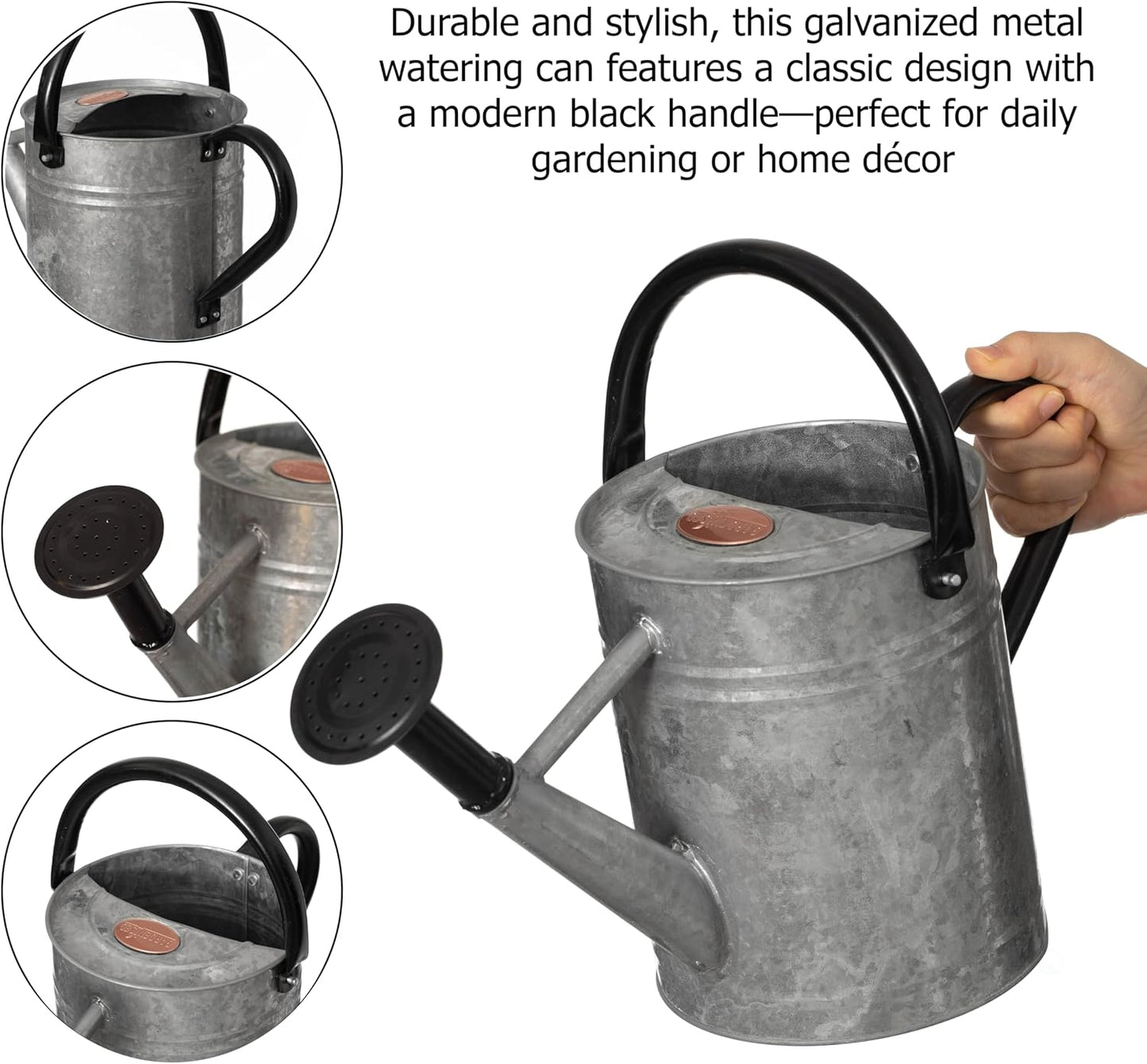 1 Gallon Metal Watering Can with Removable Long Spout & Sprinkler Head for Indoor & Outdoor Use Ideal for Garden Flowers Potted Plants Houseplants Modern Decorative Home Accessories, Bronze