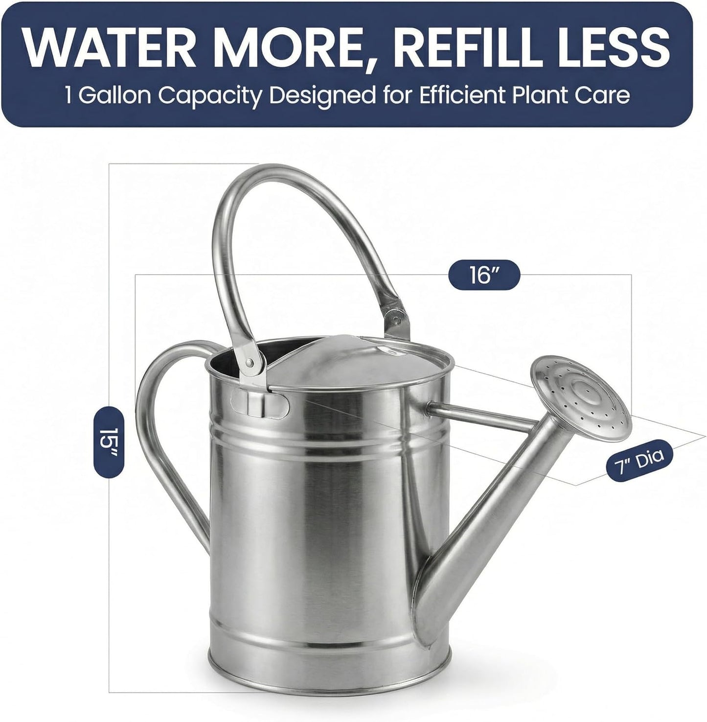 1 Gallon Metal Watering Can with Removable Long Spout & Sprinkler Head for Indoor & Outdoor Use Ideal for Garden Flowers Potted Plants Houseplants Modern Decorative Home Accessories, Bronze