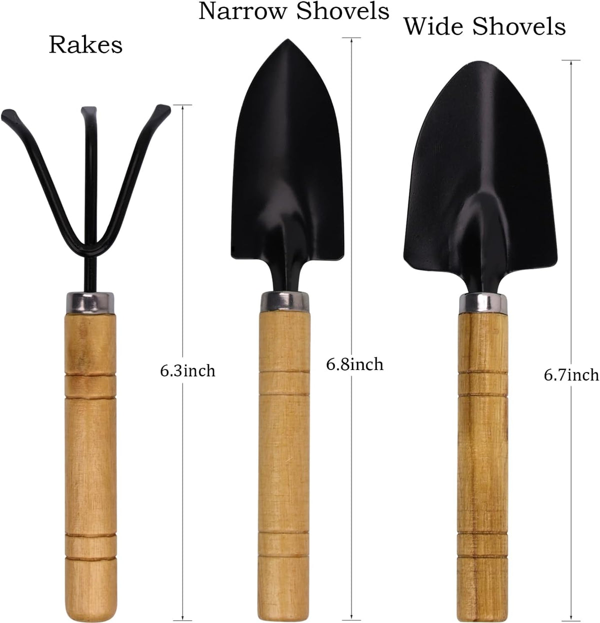 Kids Gardening Tools Set, 3-Piece Shovel Trowel Rake Kit