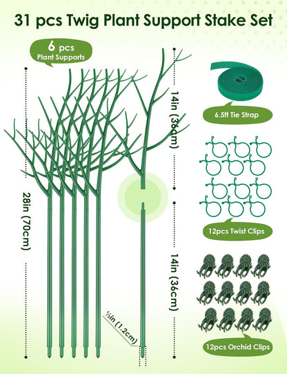 39.5" Comprehensive Plant Support Stake Set of 6 - Durable