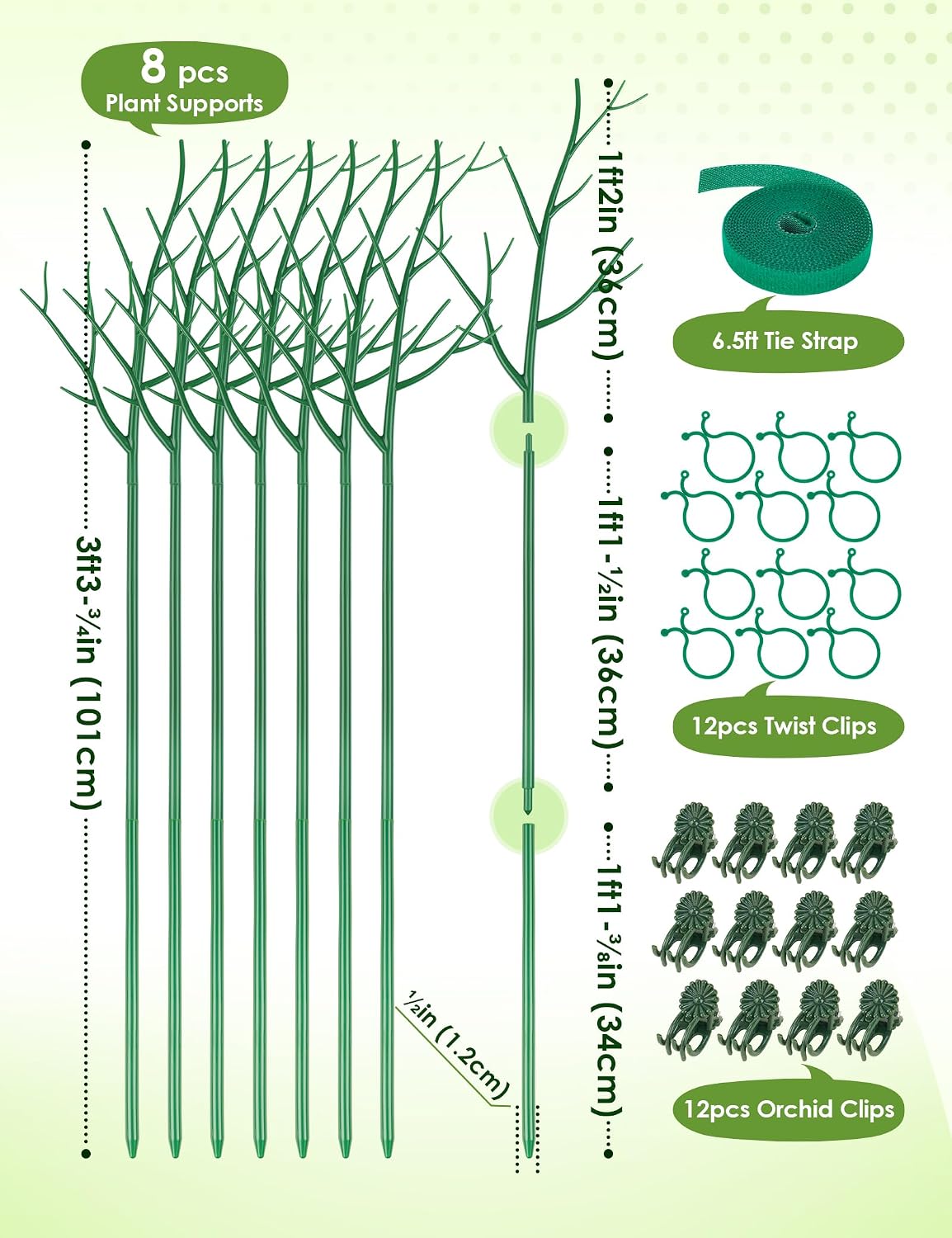 39.5" Comprehensive Plant Support Stake Set of 6 - Durable