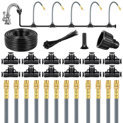 49.2Ft 1/4" Drip Irrigation System 360° Watering Misting System