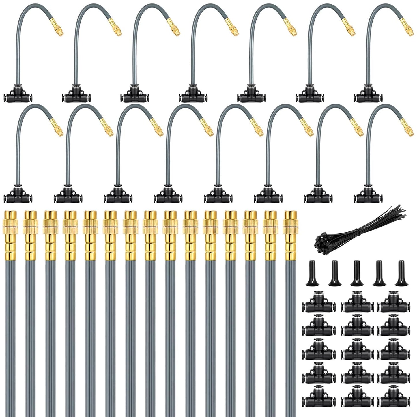 49.2Ft 1/4" Drip Irrigation System 360° Watering Misting System