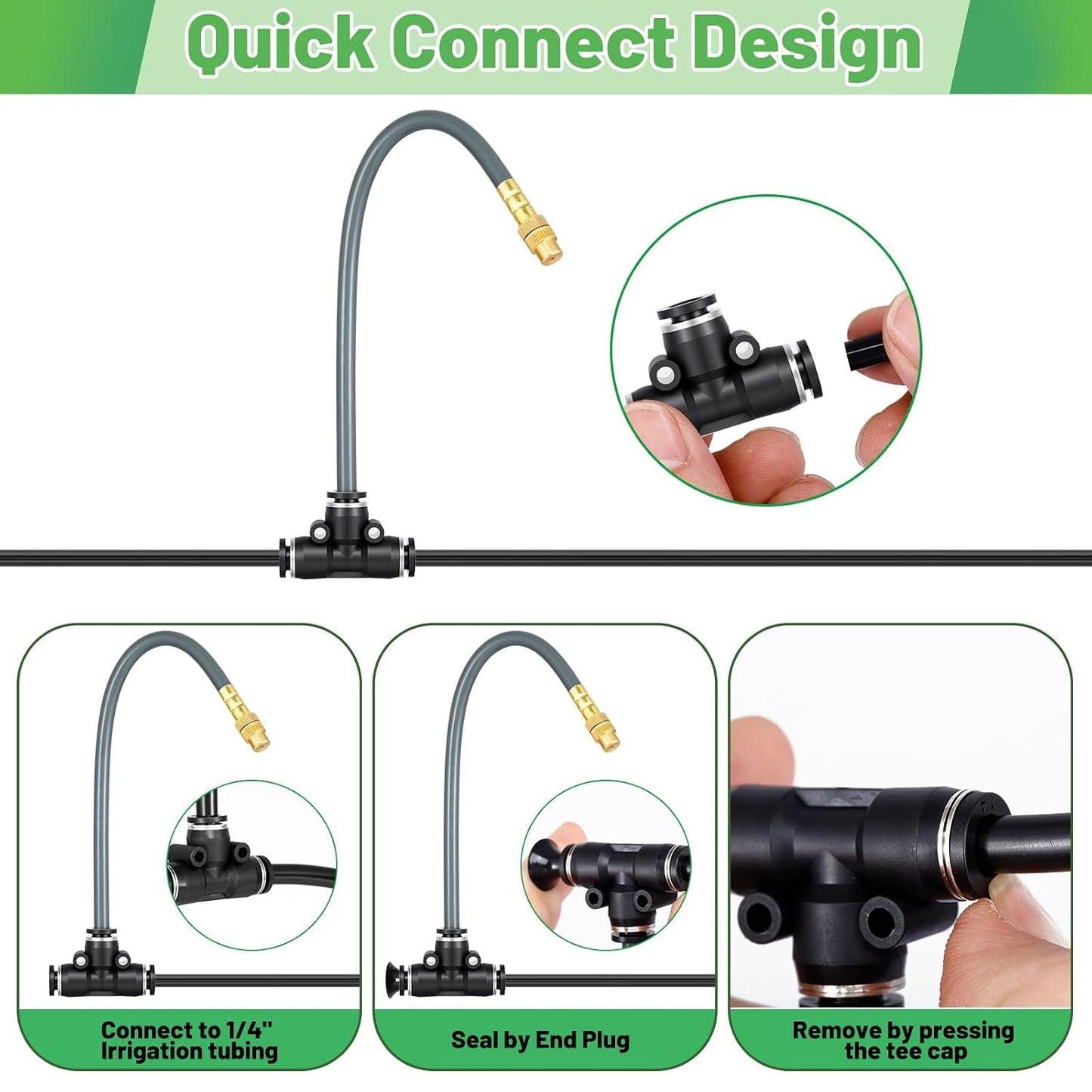 49.2Ft 1/4" Drip Irrigation System 360° Watering Misting System