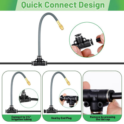 49.2Ft 1/4" Drip Irrigation System 360° Watering Misting System