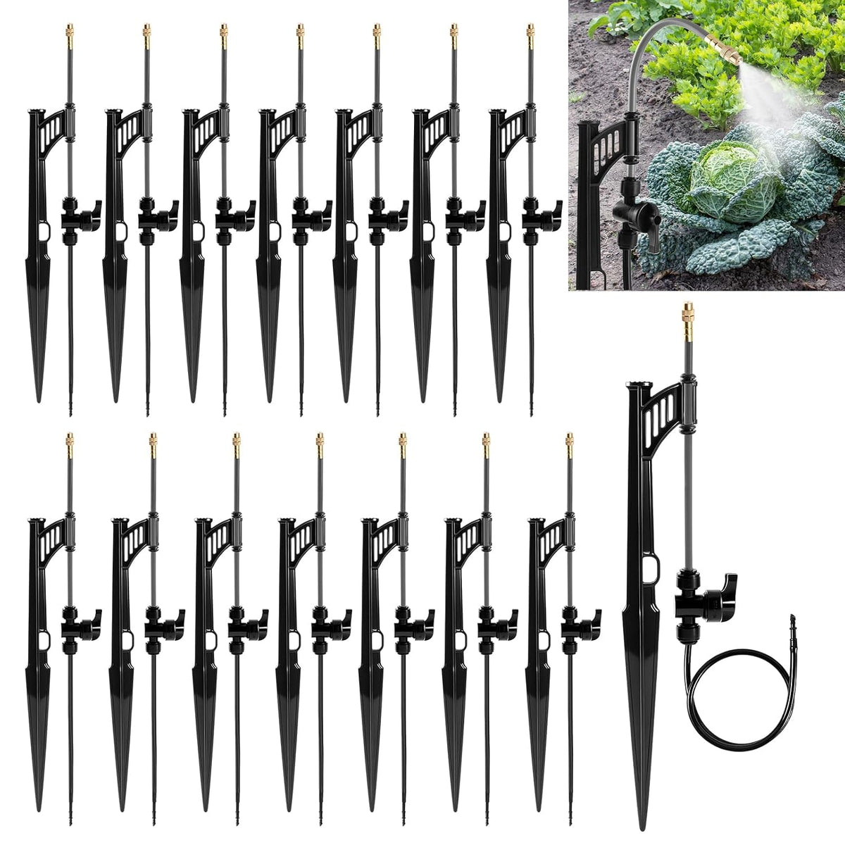 49.2Ft 1/4" Drip Irrigation System 360° Watering Misting System