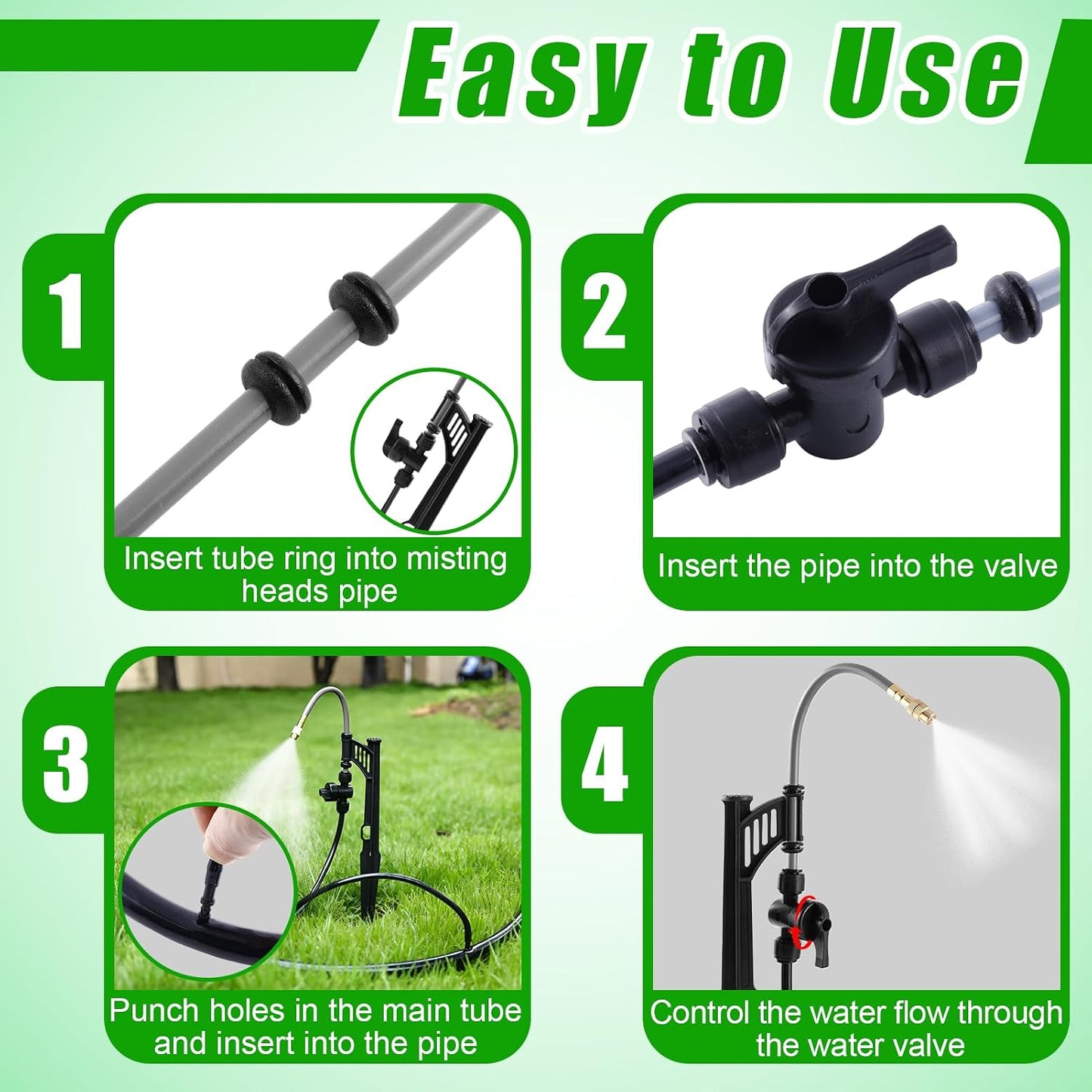 49.2Ft 1/4" Drip Irrigation System 360° Watering Misting System